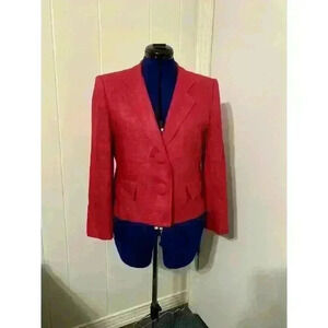 Vintage Herbert Grossman Blazer Women's Size 8 Linen Hot Pink 80's Barbie Work